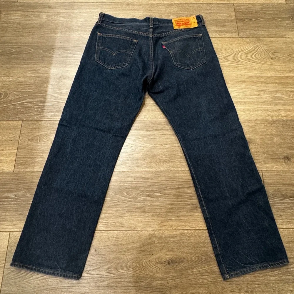 Levis 501 Original Fit Mens Jeans Dark Wash Indigo Blue Button Fly 35x30